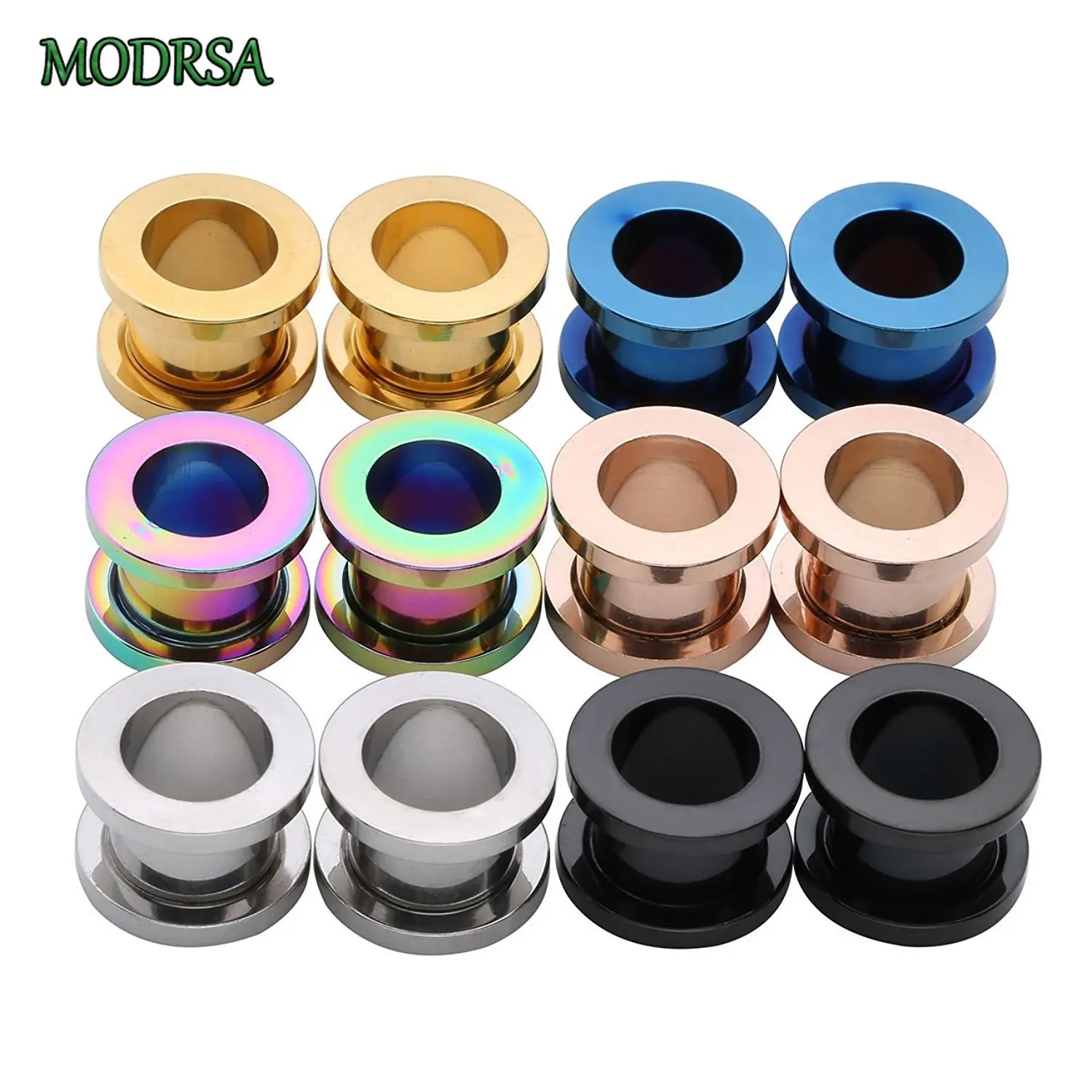 MODRSA 1Pair 316L Stainless Steel Piercing Pulley Metal Ear Expanders Pulley Helix Piercing 30mm Plugs Tunnels Punk Body Jewelry