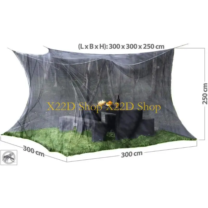 X22D Large 3x3m Outdoor Camping Screen Including 2 Hanging rulings For Travel