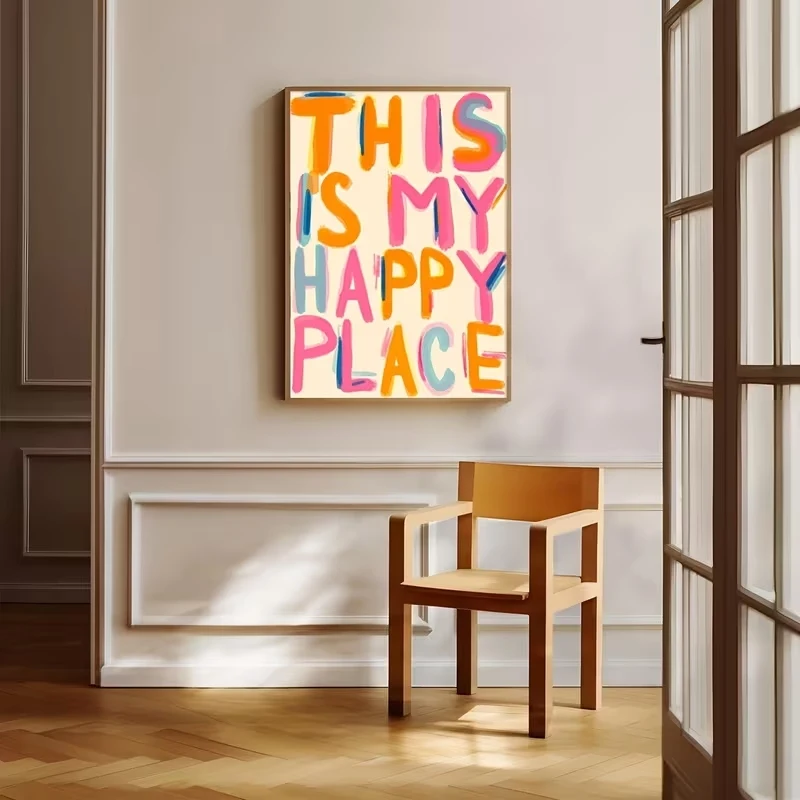 Modern This Is My Happy Place Quotes Wall Art Print Canvas Painting Poster Picture For Bedroom And Living Room Home Decor image 2