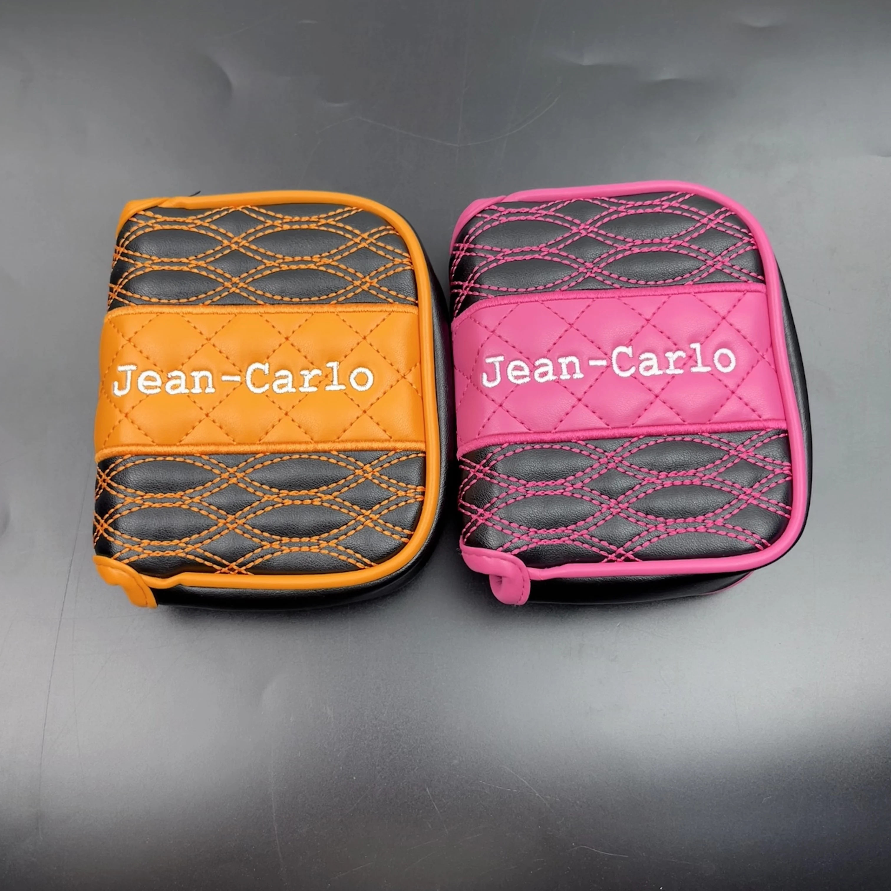 2025 Jean Carlo Golf Square Push Rod Set Magnetic Opening Push Rod Set, PU Leather Material, Available in Pink and Orange Colors