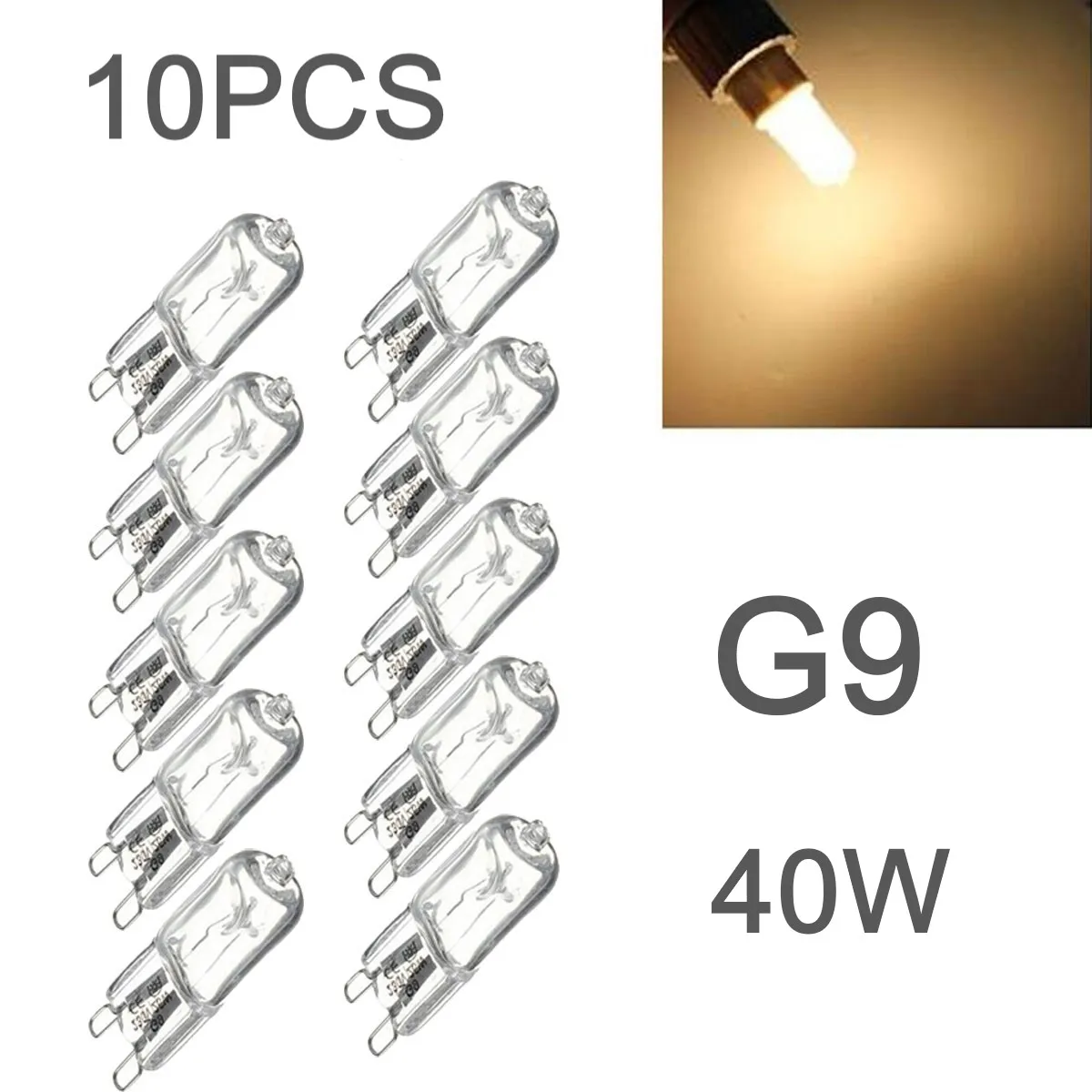 

10pcs G9 40W 220-240V Halogen Light Bulbs2 Pin Base Warm White Small Light Bulb for Chandeliers / Pendants / Cabinet Lights