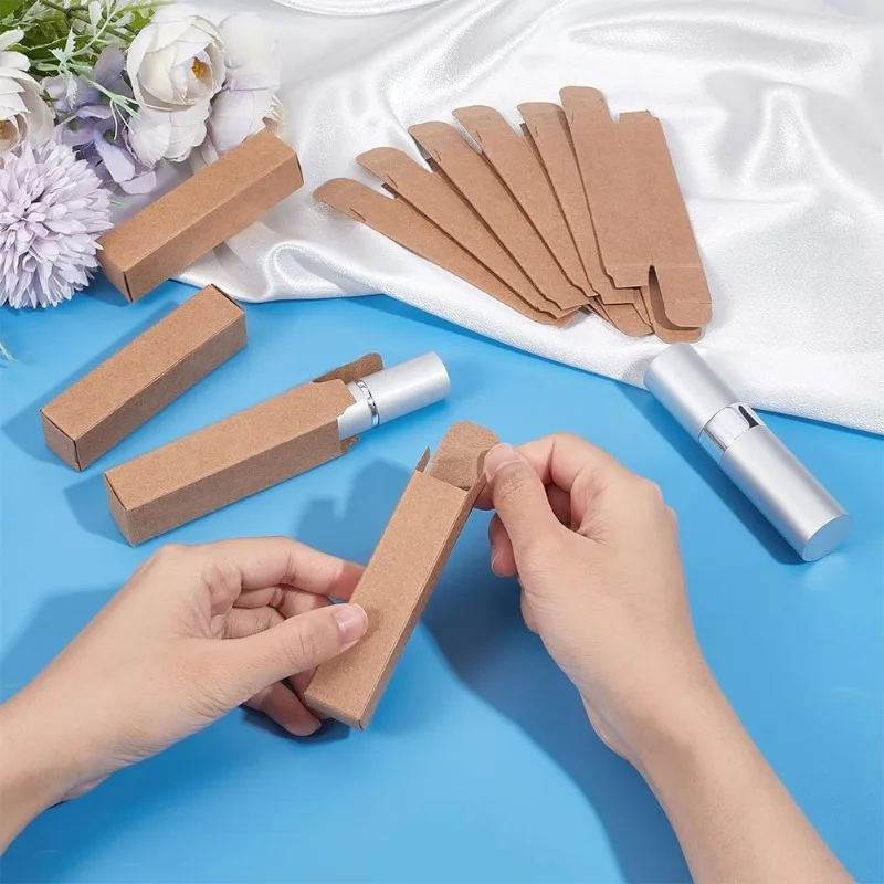 50 Pack Kraft Paper Lipstick Case Peru Rectangle Essential Oil Packaging Box for Lipstick Bottle Packaging Gift Makeup Tube