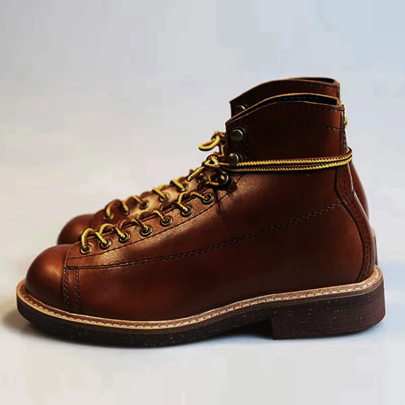 British Style Vintage Mens Boots Cow Leather Work Shoes Male Autumn Winter Motorcycle Ankle Boots for Unisex Size 45