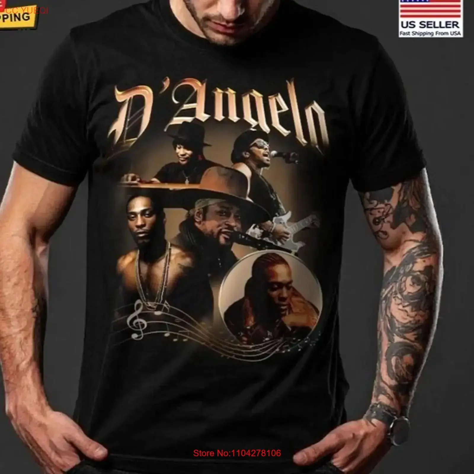 Vintage D Angelo Rapper 90s T Shirt Retro Rap for Fans Sizes to 5XL long or short sleeves vintage Washed Versatile Slightly