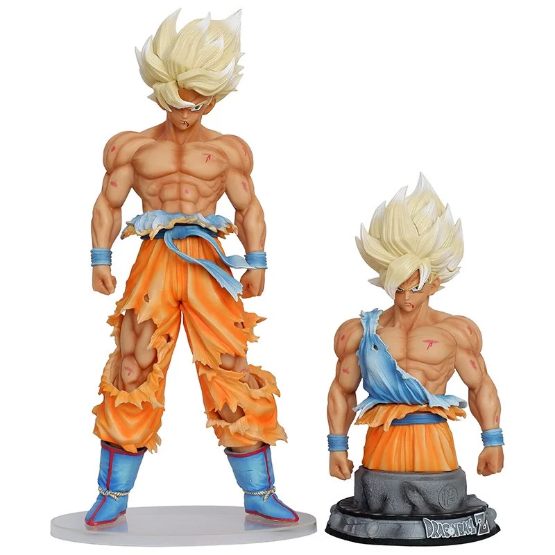 

42cm Dragon Ball Junior Super Saiyan Goku Action Figure Double Head Swap Double Chest Desktop Ornament Model Gift Statue Toy