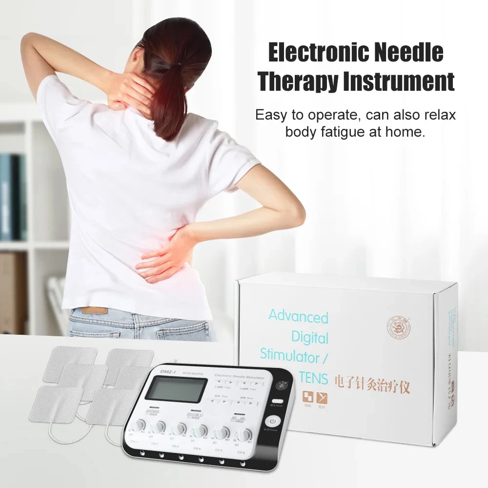 Electric Body Massager 6 Output Electro Acupuncture Needle Physiotherapy Stimulator for Pressure Relieve Relaxation Body Massage