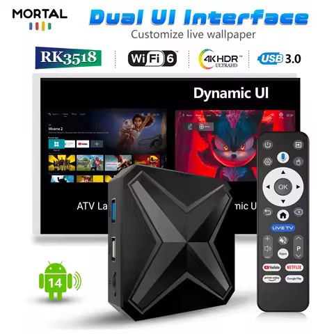 Android14.0 TV Box Voice Remote Mortal RK3518 1000M 4K@ 60fps Google Chromecast Wifi6 Smart Streaming Player Q1 Mini+ USB3.0