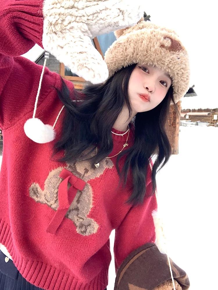 

Женский зимний свитер с круглым вырезом и принтом, корейский стиль, для многослойного ношения, топ Cisas Aosphere