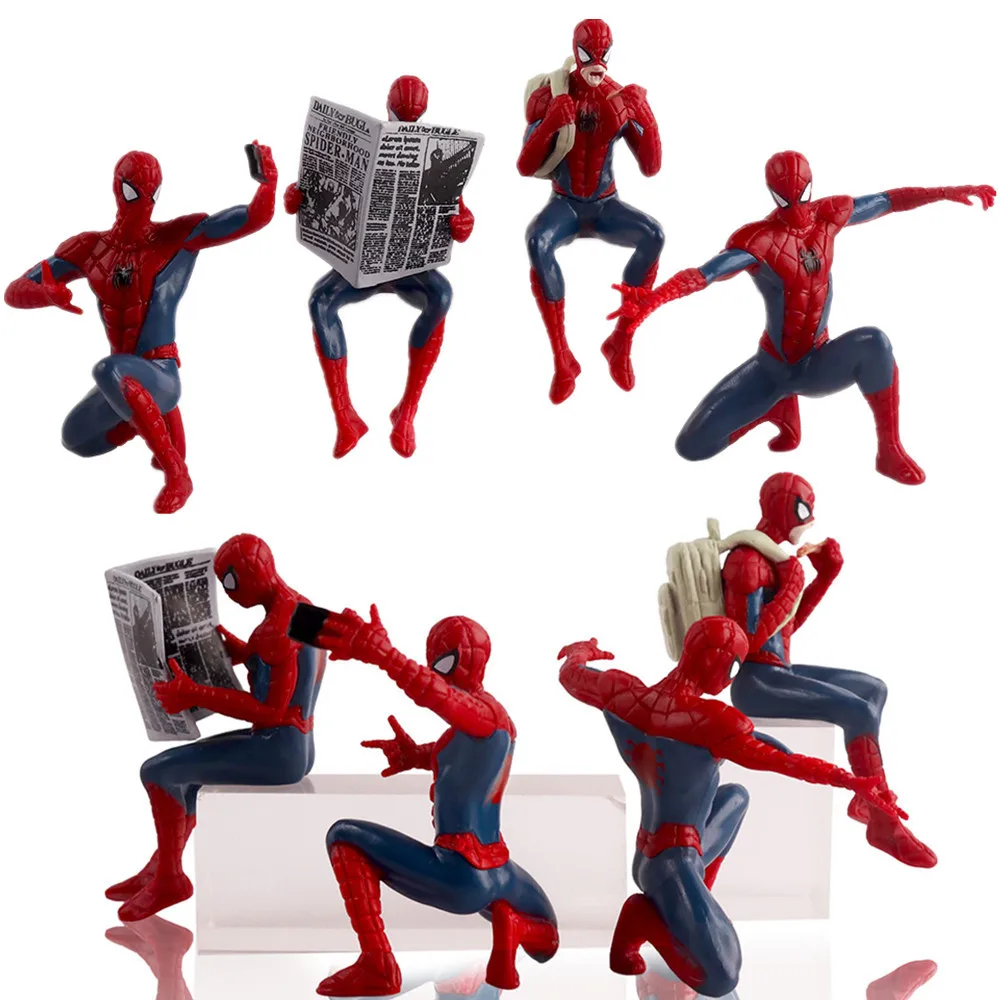 Figura de Ação do Super-Herói Marvel Spider-Man de 7-9cm, Coleção de Mini Brinquedos do Spider-Man, Presentes para Crianças