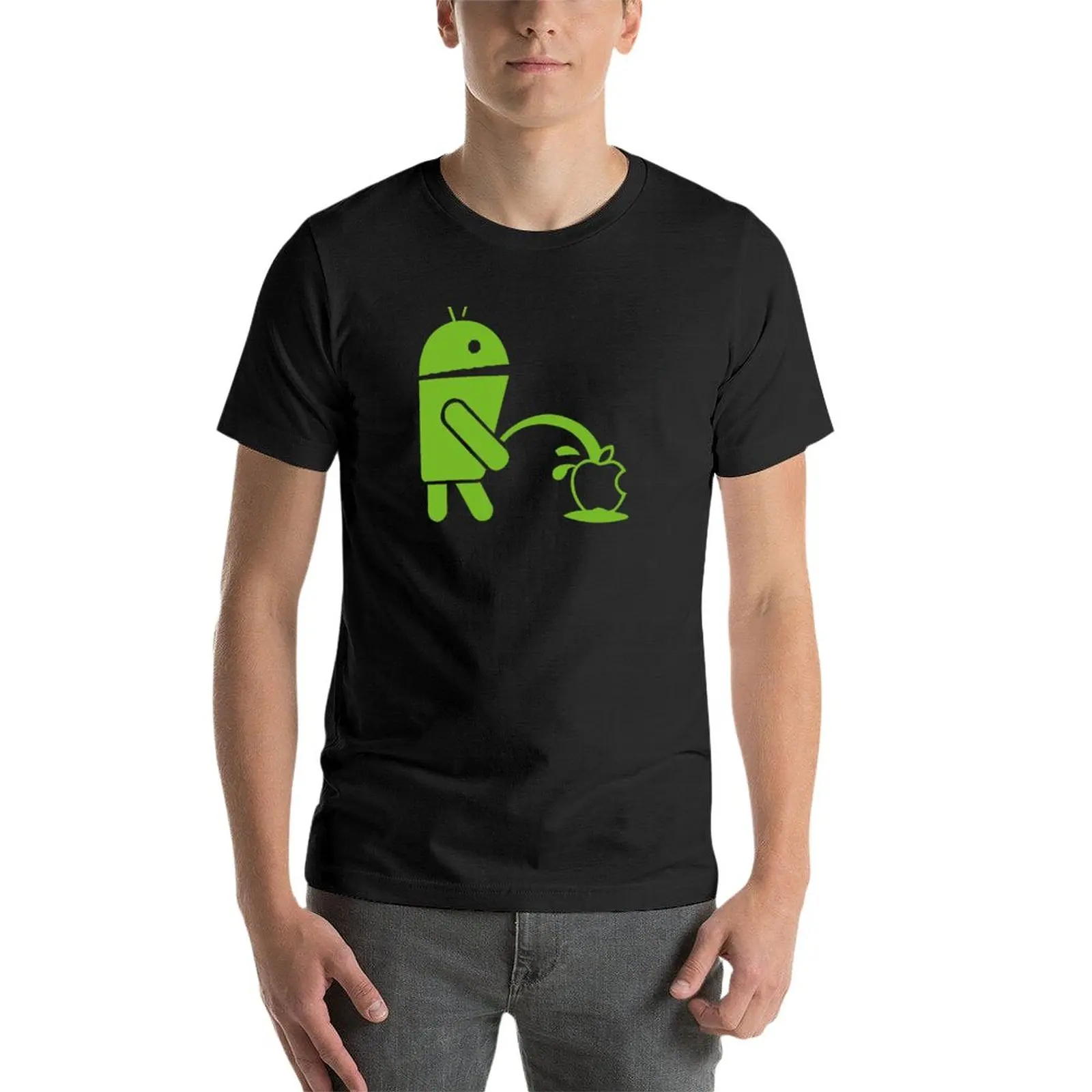 New Android Peeing On Apple Cool T-Shirt T-shirt for a boy plain t-shirt men long sleeve t shirts
