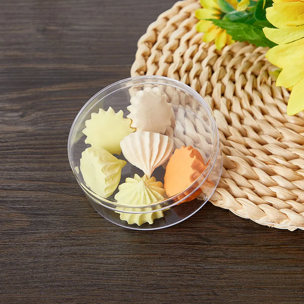 

6pcs Transparent Round Candy Box Clear Storage Container For Jewelry Treats Material Sealing Organizer Small Cube