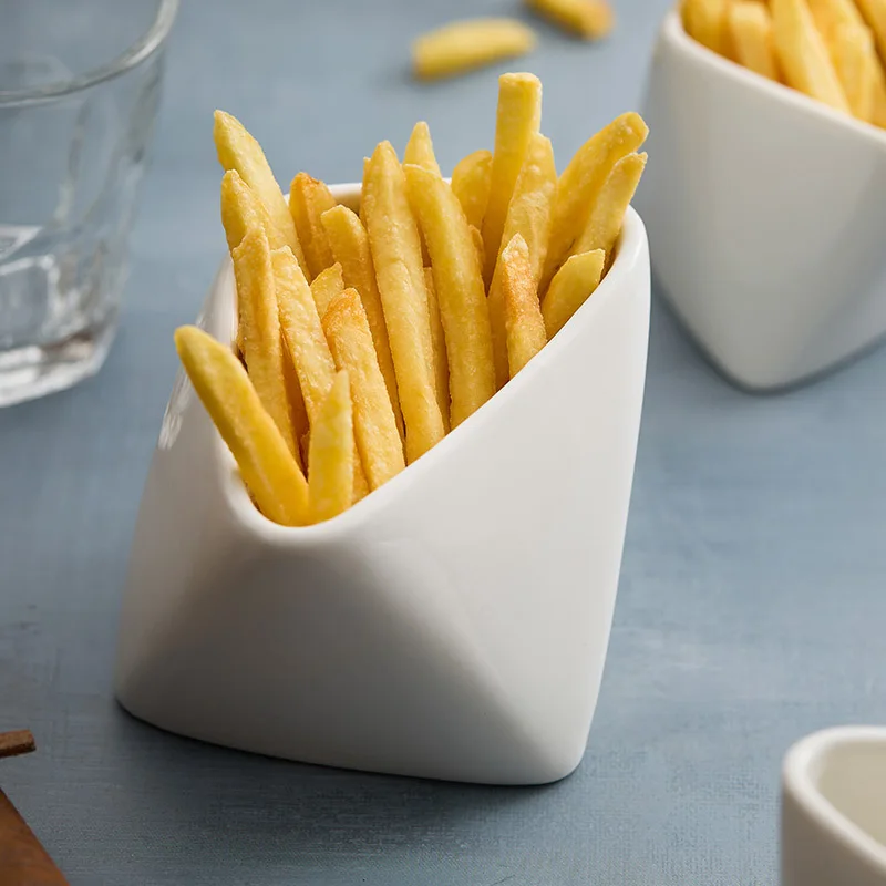

1Pcs French Fries Bowl, Home Ceramic Cup Bowl, Creative Hotel Tableware, Snacks Dipping Seasoning