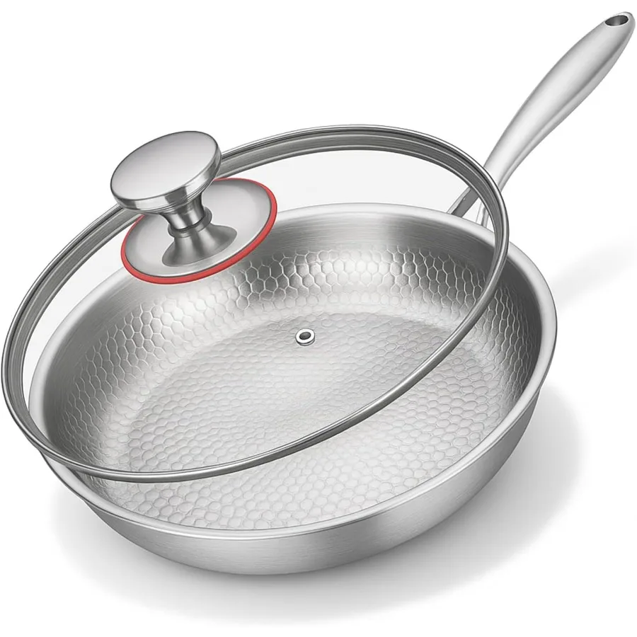 

Titanium Hammered Pan Pro with Lid 2025 New Upgrade Non Stick Titanium Pans for Cooking UltraDurable ScratchResistant Even Heat