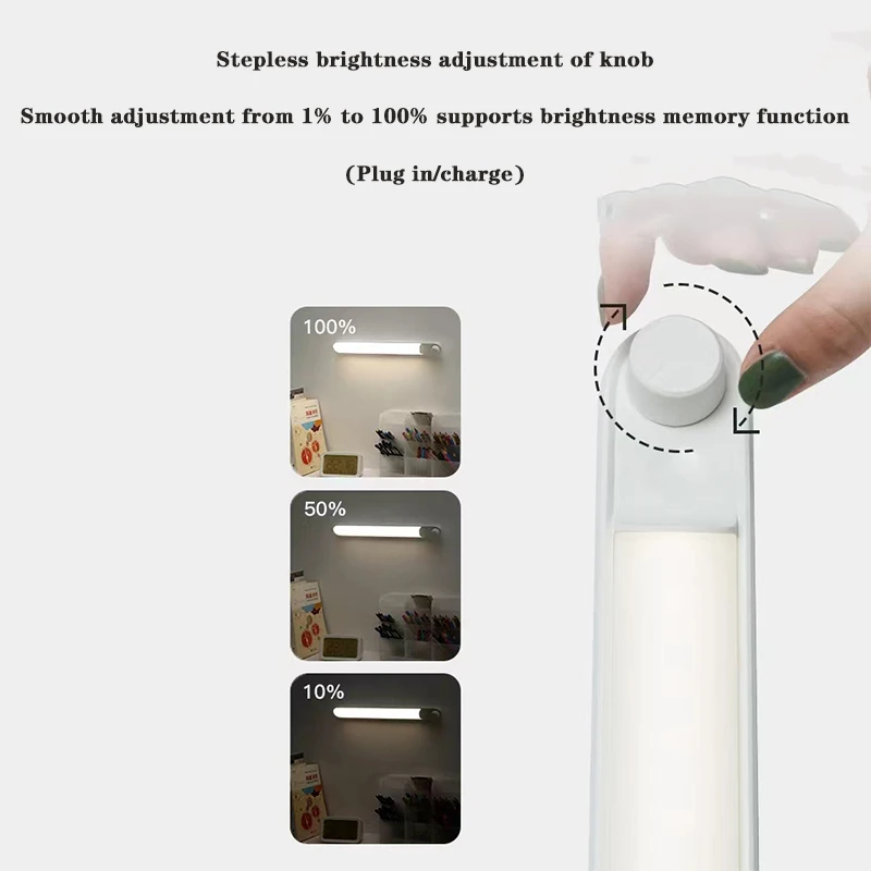 โคมไฟตั้งโต๊ะแม่เหล็กแบบแขวนที่หลอดไฟ LED ตั้งโต๊ะชาร์จไฟได้ด้วย USB ไฟหรี่ตู้ตู้เสื้อผ้าตู้เสื้อผ้าไฟกลางคืน