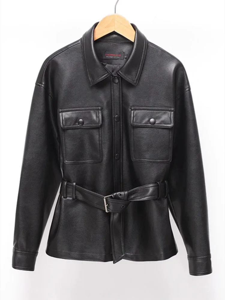 Hoogwaardig leren jack voor dames in 2025, cool en stijlvol leren jack, los leer, casual en elegante temperamentstijl