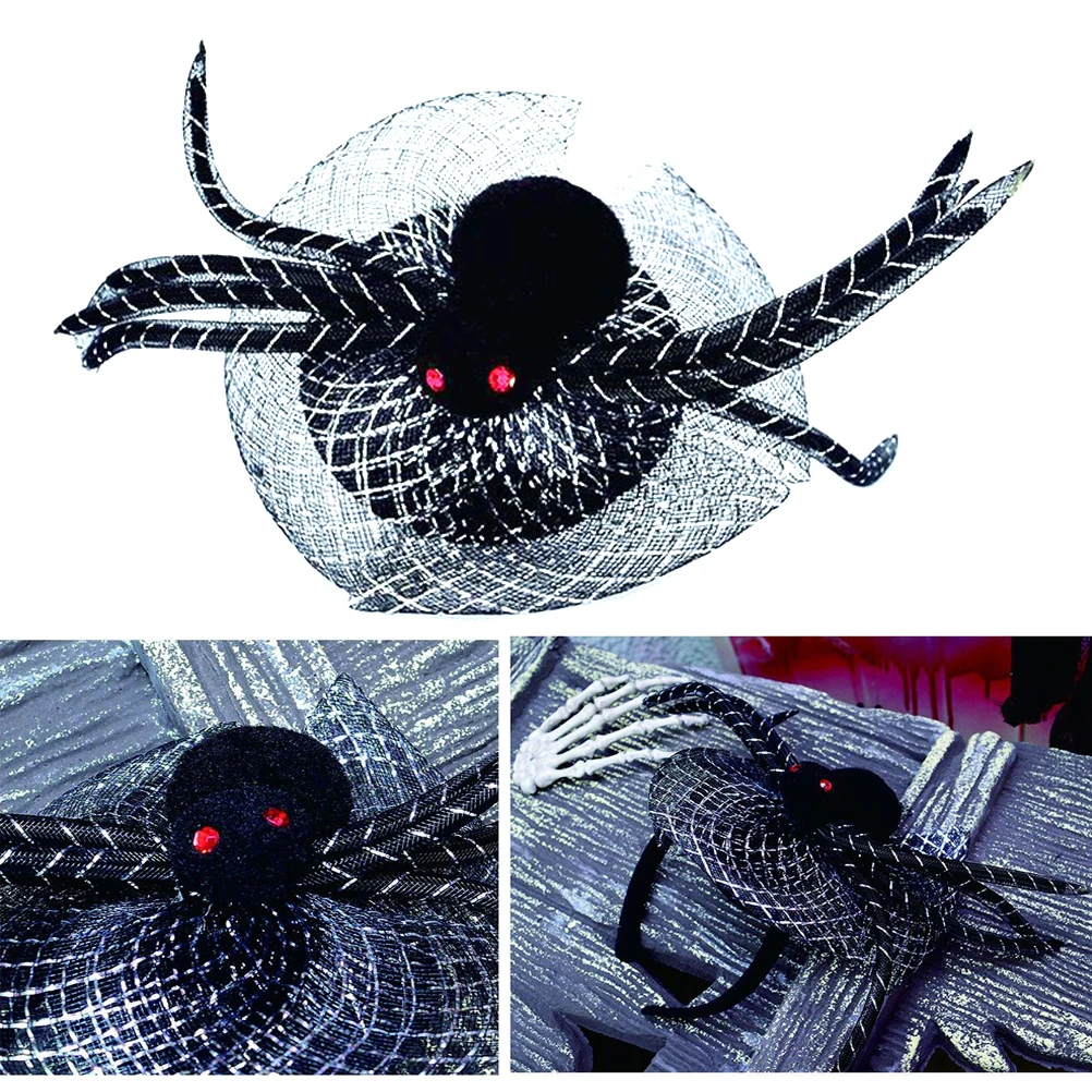 

2pcs Halloween Spider Headband Black Hair Hoop Child Size Photo Prop Cosplay Accessory Durable Festive Gift