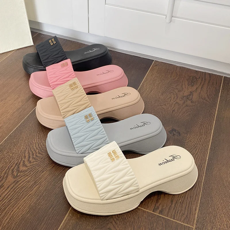 

Women's Platform Sandals Strap Flatform Slide Open Toe Casual Summer Beach Woven Belt Slipper Thick Sole Cloud Slides Non-Slip