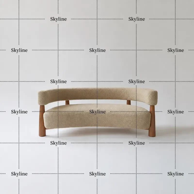 Wabi Sabi Creative Solid Wood Sofa – Retro Style for Hotel, Clubhouse, Reception & Homestay Living Room