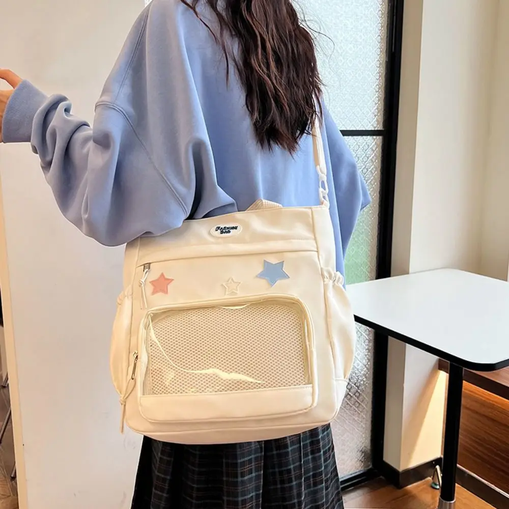 

Gift Transparent Star Itabag Badge Display Solid Color Canvas Crossbody Bag Nylon JK Student School Bag Ladies