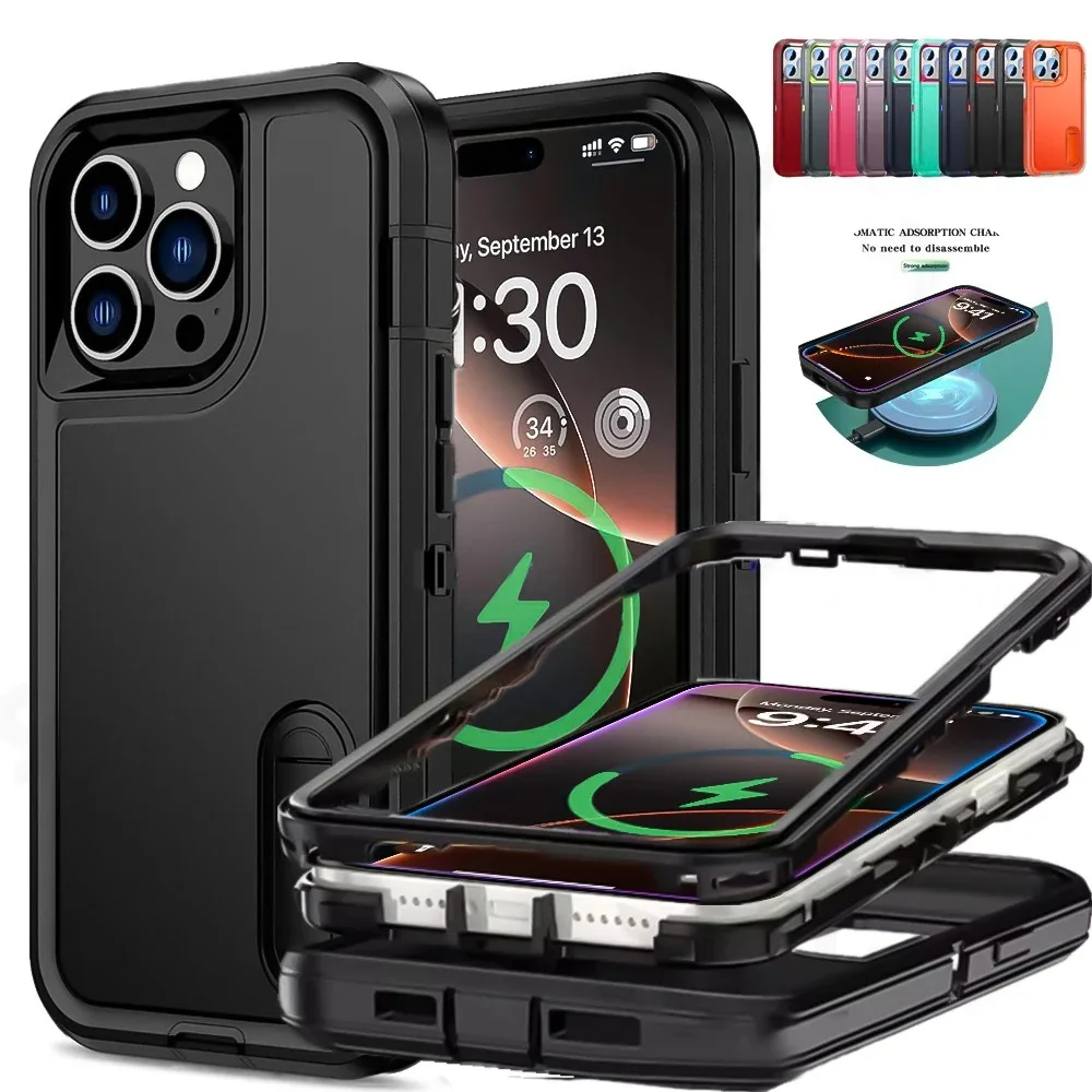 3-in-1 Hybrid Militär Anti-Schock Robuste Handyhülle für iPhone 18 17 Air 16 15 14 13 12 11 Pro Max PC Hartschalen-Handycover – Detail 1