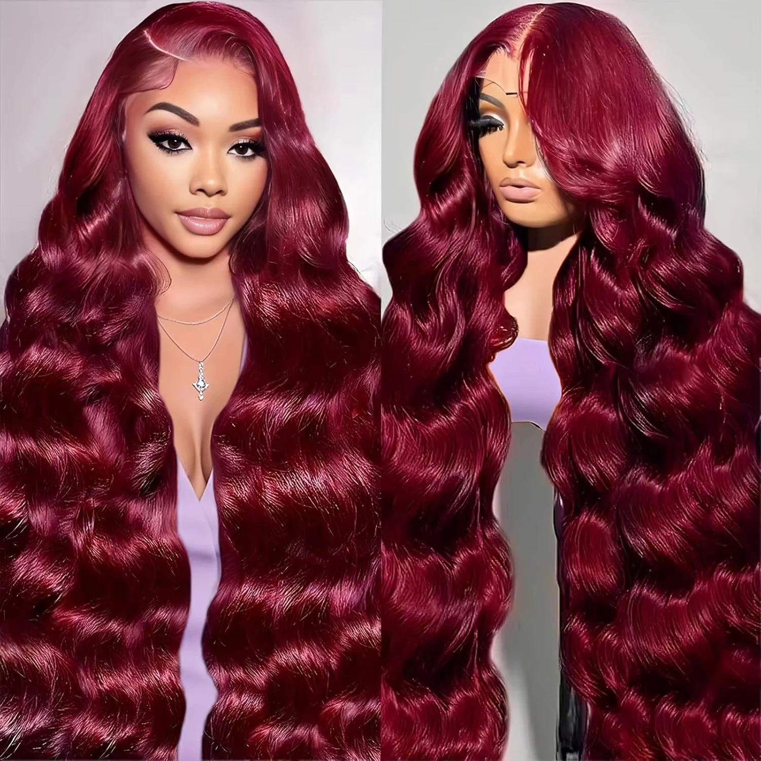 

Burgundy Human Hair Wigs 613 Blonde Body Wave Wig Black 13x6 Lace Frontal Wig Pre plucked Brazilian 220 Density 30 40 Inch