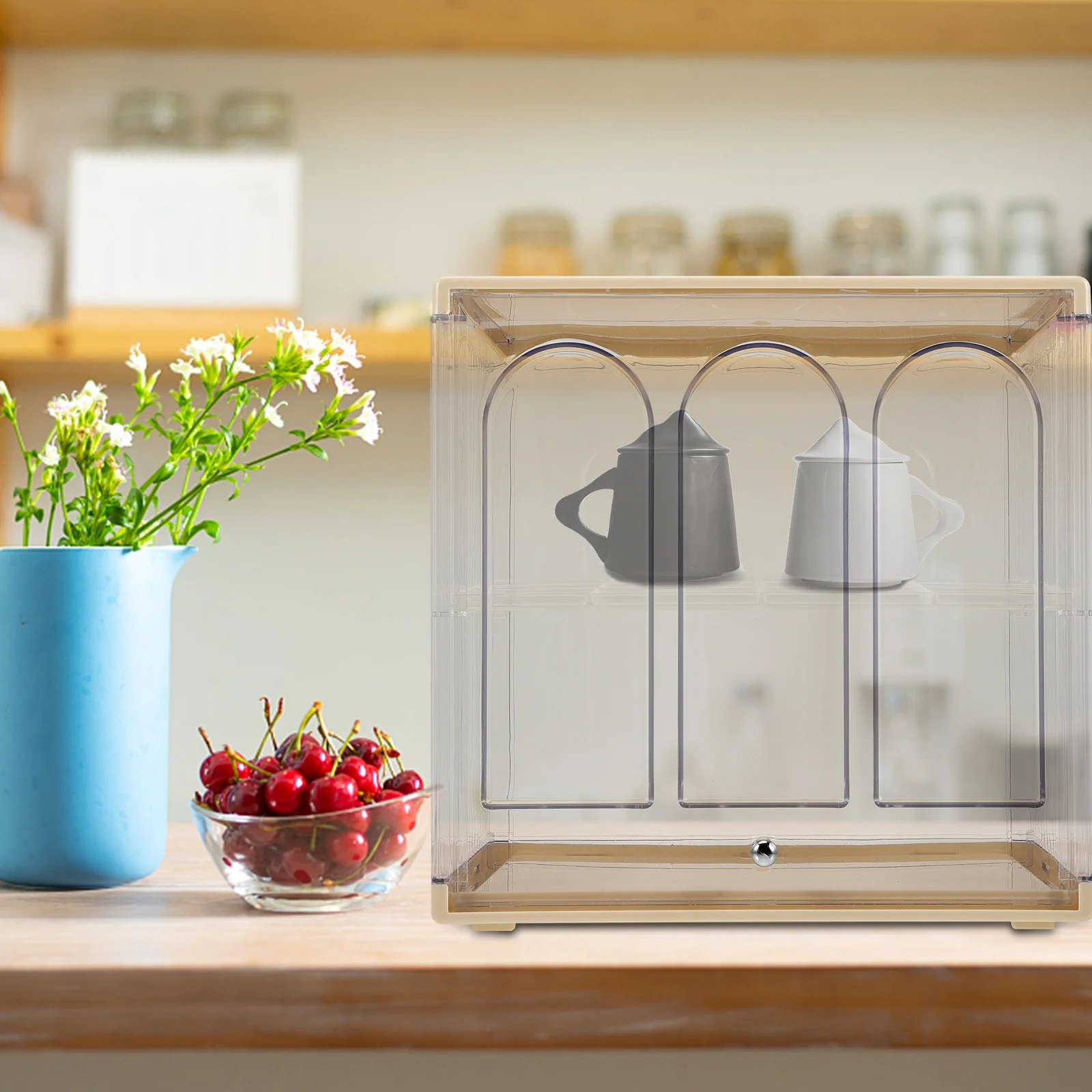 

Double Layer Cup Organizer Acrylic Transparent Storage Box Dustproof Home Kitchen Decor Gift Exquisite Workmanship