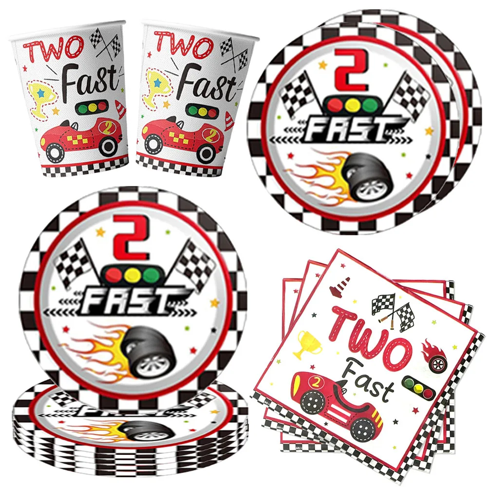 Race Car Birthday Party Supplies Two Fast Birthday Party Paper Plates Napkins Cup Tablecloth Race Car 2nd Birthday Party Supplie