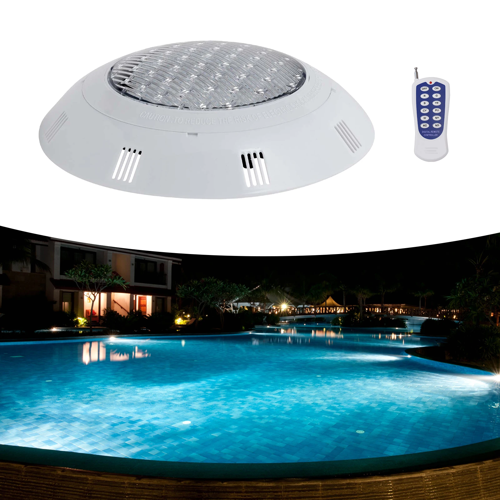 12 فولت 45 واط إضاءة حمام السباحة/المسبح تحت الماء تغيير لون LED RGB 2500lm ث/جهاز التحكم عن بعد غاطسة مصباح ليد IP68 مقاوم للماء