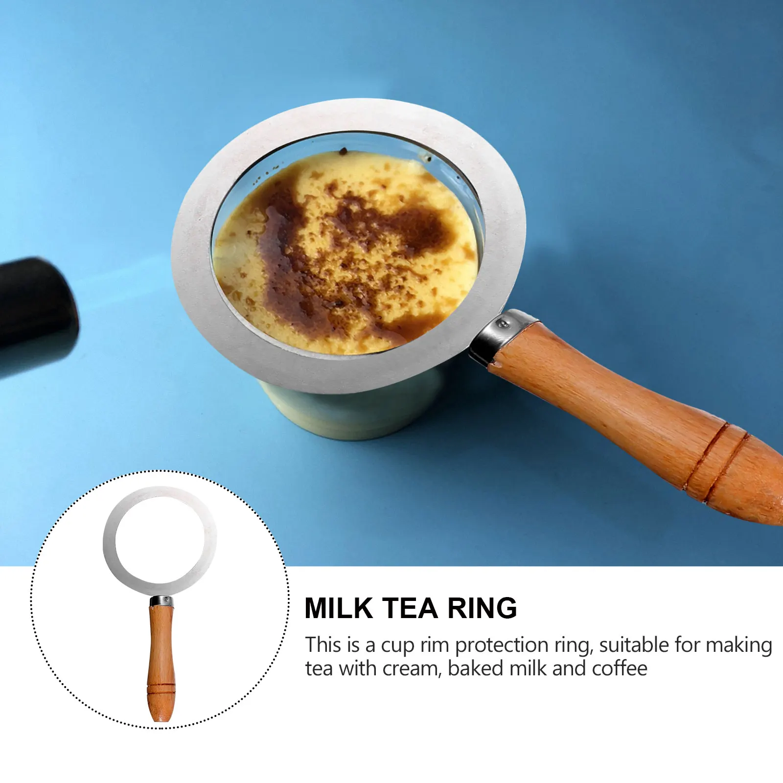 

Tea 7.8cm Diameter Stainless Stainless Steel With Handle Steel Baking Cup Cover Cream Protective Rim Handle