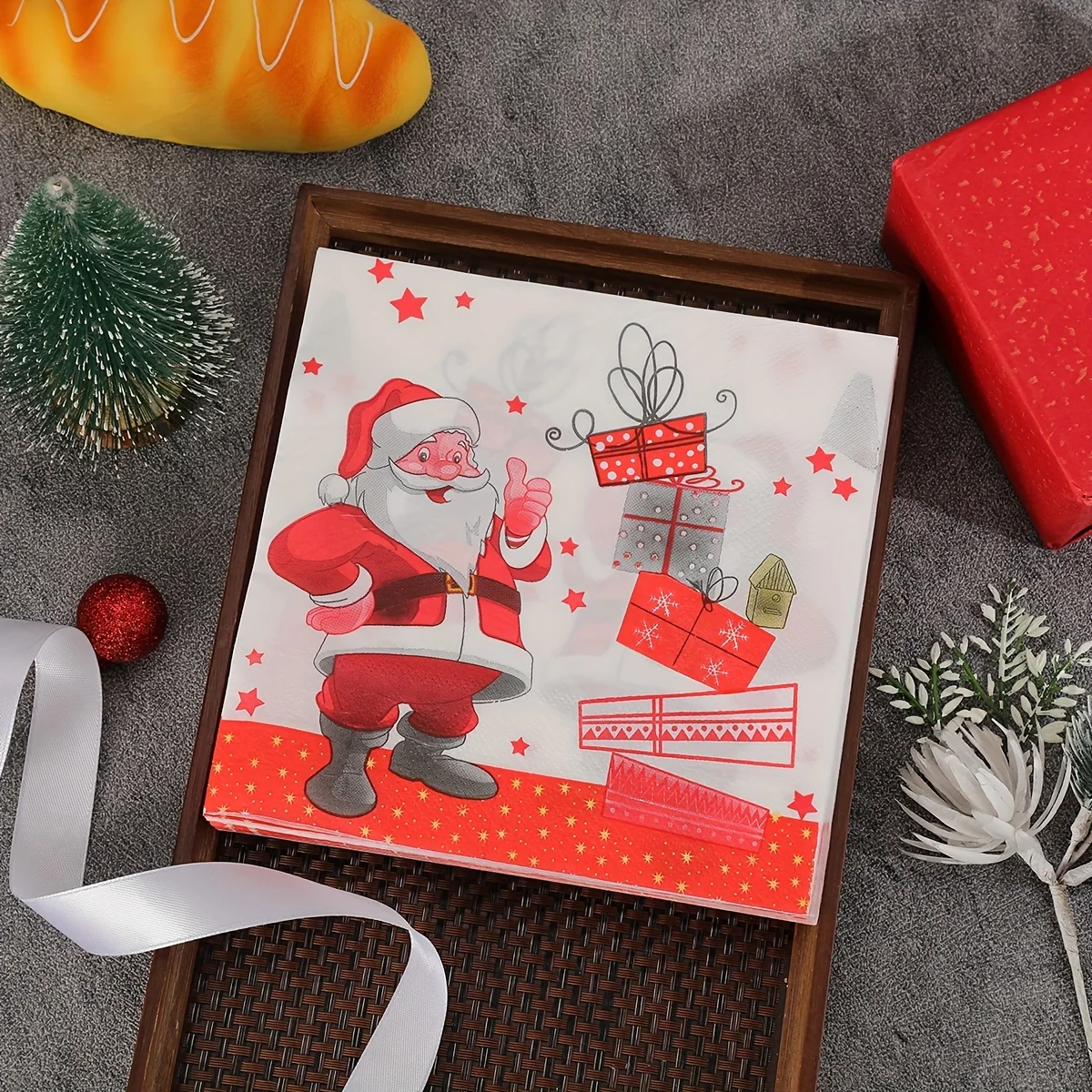 20-60Pcs Christmas Paper Napkins Snowman SantaDisposable Cocktail Napkins for Holiday Christmas Party Decorations