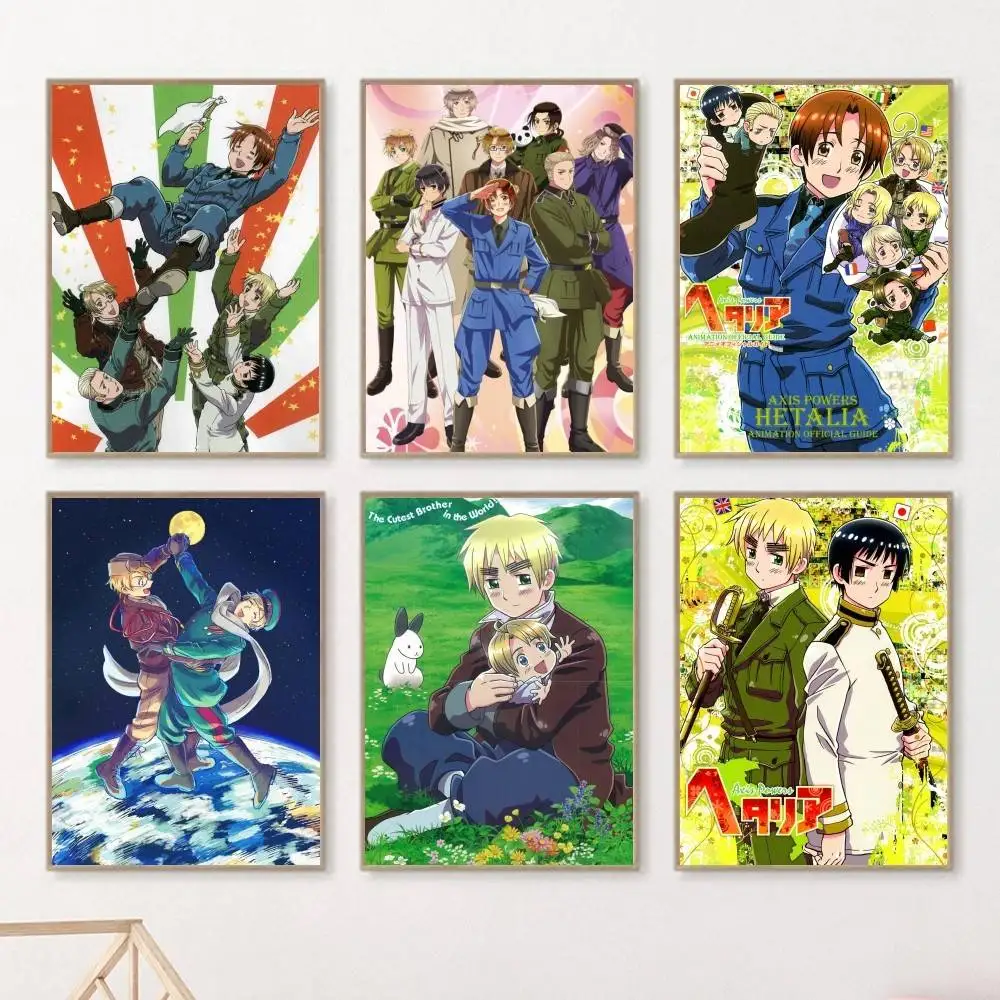 1PC Anime Hetalia Axis Powers Poster Self-adhesive Art Waterproof Paper Sticker Coffee House Bar Room Wall Decor