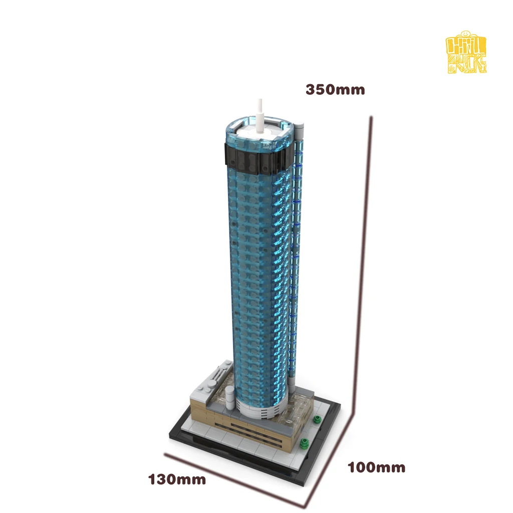 MOC- 200883   Westin Peachtree Plaza Modello in scala 1:800 con disegni PDF Building Blocks Giocattoli di mattoni Regali di Natale di compleanno