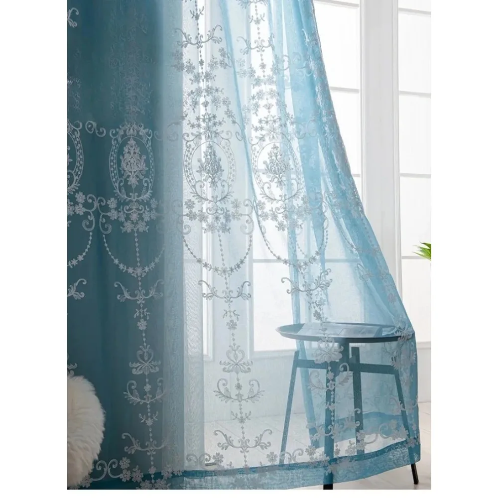 Sun Protection Private White Transparent Blackout Curtains for Bedroom Living Room Heat Insulation Thermal Window Screen Drapes