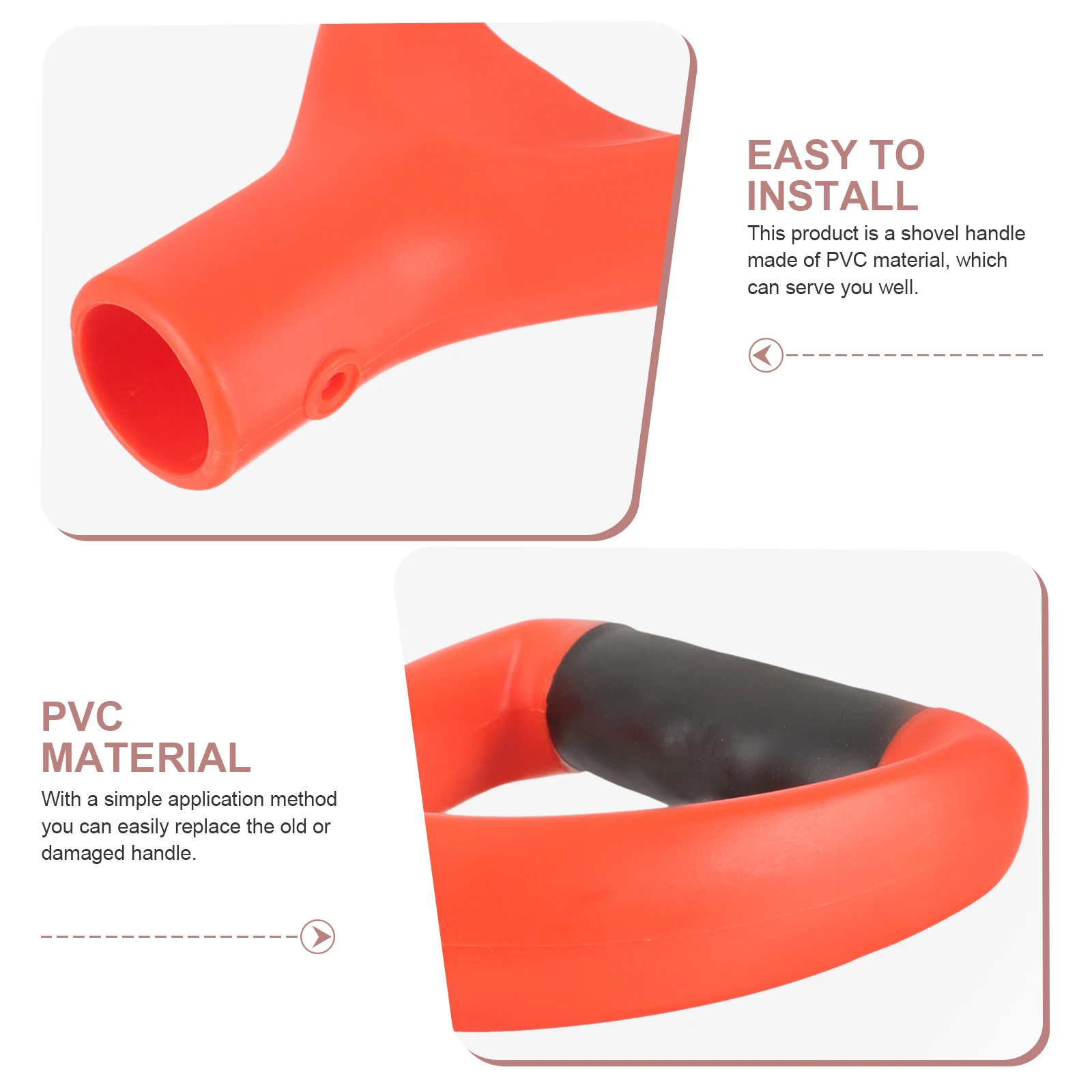 

D-shaped Shovel Handle Orange Bend PVC Material Replacement for Digging Raking Tools Gardening Spade Household Grip Useful