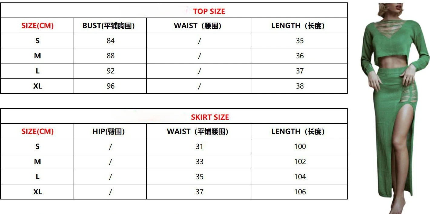 2023 Knitted Hollow Out Long Sleeve Crop Top And Midi Bodycon Skirt Two Piece Set Women Autumn Winter Casual Sexy Outfits