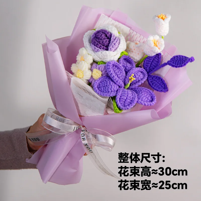 Lieblicher Häkelstrauß Handgefertigter Gewebter Blumenstrauß Kreative Gestrickte Blumen Hochzeitsgast Freunde Geschenk – Detail 5