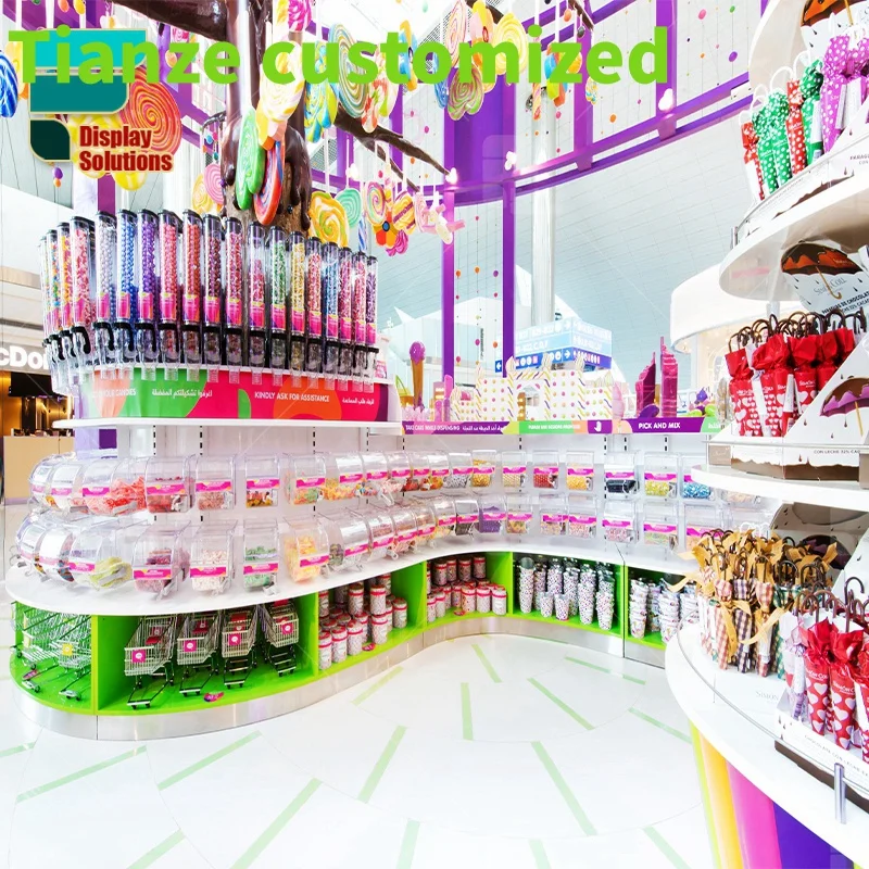 

Customized-Modern Style Candy Chocolate Store Display Interior Design Decorations Candy Kiosks Showcase Factory Price Candy Shop