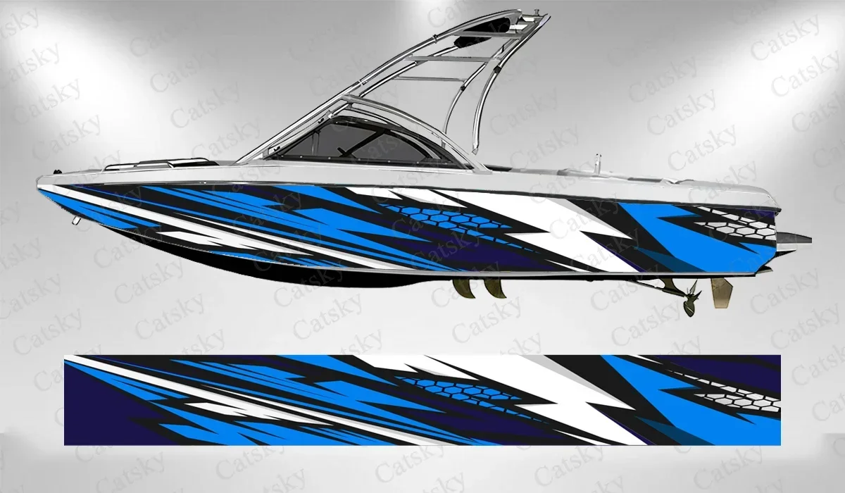 

Полосатая геометрическая абстрактная графика, наклейка на лодку, виниловая наклейка на лодку для мультяшной палубы, самоклеящаяся наклейка для рыбалки