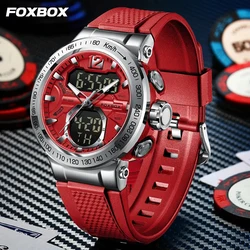 LIGE New Fashion Casual Sport Watch Dual Digital Display Silicone Strap Quartz Man Watch Waterproof Date Military Wristwatch+Box