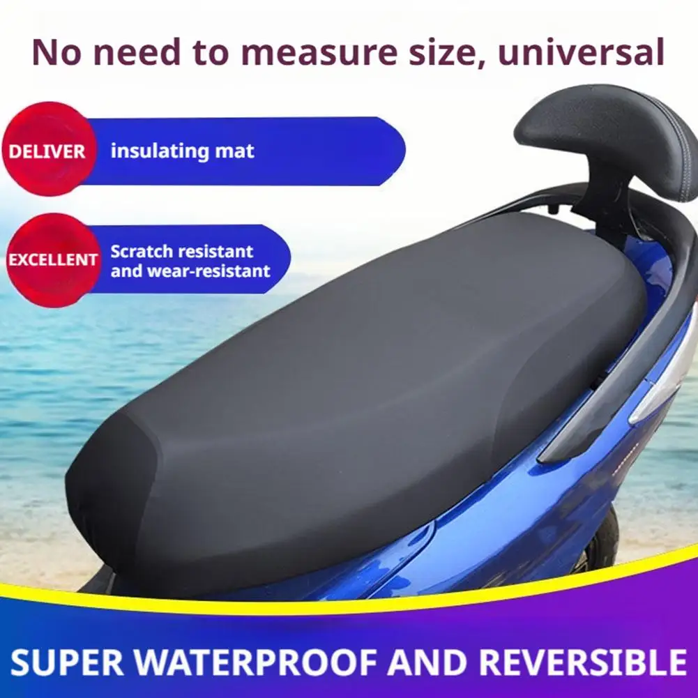 Motorcycle Seat Cushion Cover PU Leather Cushion Sunscreen Seat Motorcycle Accessories Waterproof Protection Elastic Cover R7E6