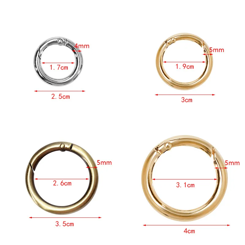 4Pcs/lot Metal O Ring Spring Clasps Openable Round Carabiner Keychain Bag Clips Hook Dog Chain Buckles Connector For DIY Jewelry