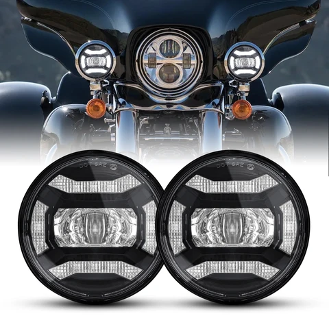 Для мотоцикла Harley 7 "светодиодный проектор мото фара + 4 1/2 противотуманные фары + кронштейн для Davidson Electra Glide FatBoy