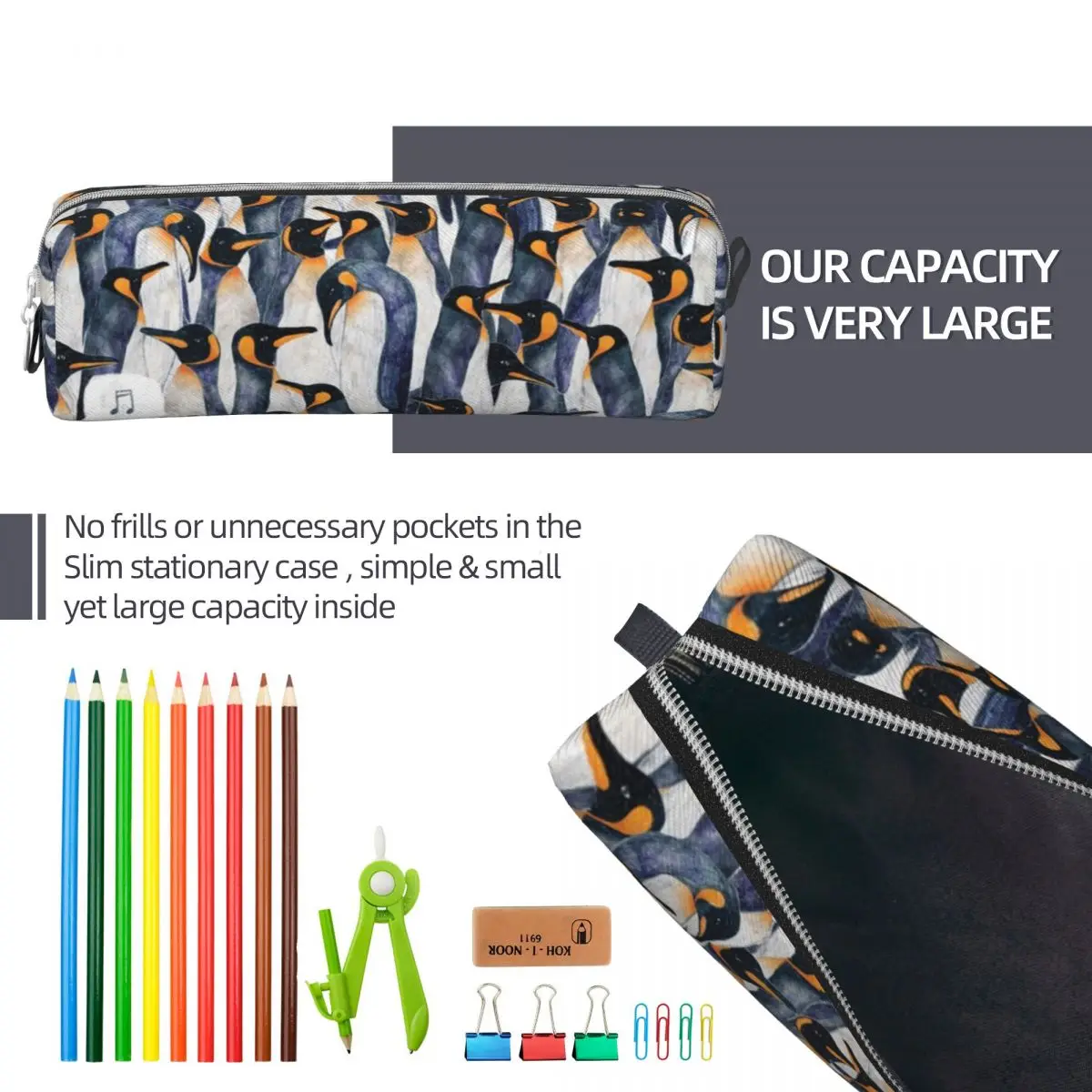Singing Penguin Pencil Cases Cartoon Animal Pen Bags Student Large Storage Students School Gift Pencilcases