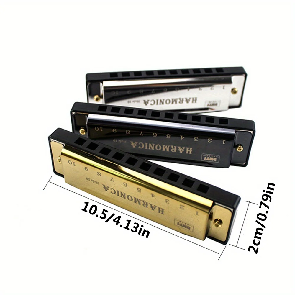 Harmonica Key of C 10 Hole Chromatic Harmonica C with Case for Beginner Students Kids Gift with Case