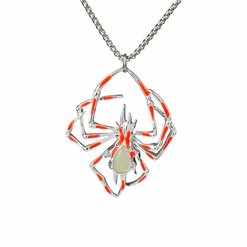Halloween Glow-in-the-Dark Spider Pendant Necklace Men Hip Hop Alloy Jewelry view 6