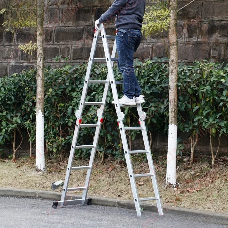 Large joint 4 folds 4 steps herringbone 2.3 meters straight ladder 4.6 meters, folding ladder