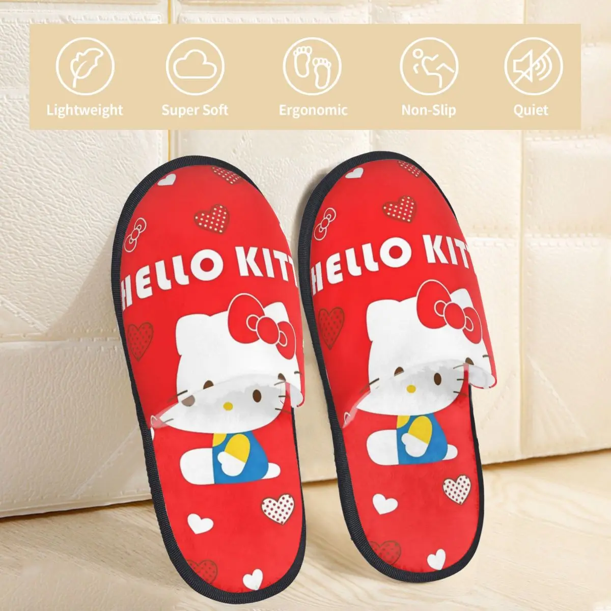 Sanrio Character Hello Kitty Slippers for Women Men Home Shoes Warm Indoor Slippers