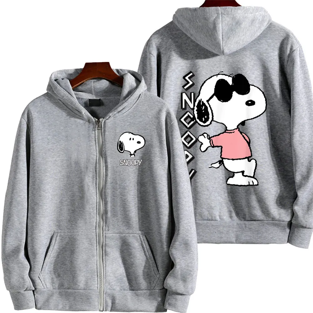 Snoopy Cartoon Anime Men Zipper Hoodie Spring Autumn Fashion Women Sweatshirt 2024 New Korean Style Couple Jacket Coat