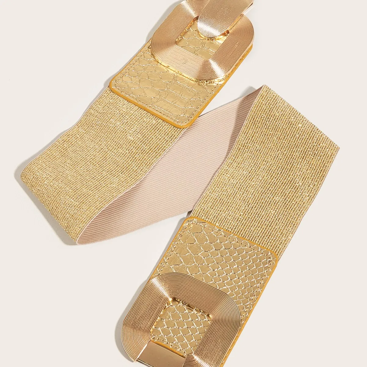ผู้หญิงแฟชั่นโลหะหัวเข็มขัดยืดหยุ่นทอง Cummerbunds หญิงชุดรัดตัวเข็มขัดตกแต่งเข็มขัดกว้าง TB410