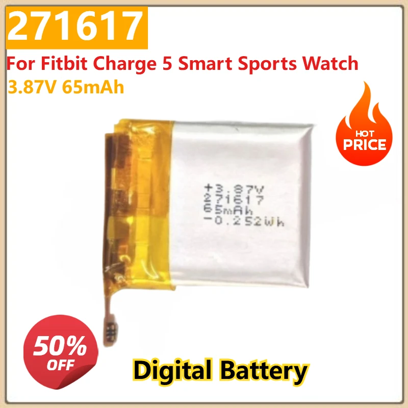 

Сменный цифровой аккумулятор 271617 3,87 В 65 мАч для Fitbit Charge 5 Smart Sports Watch Batteries